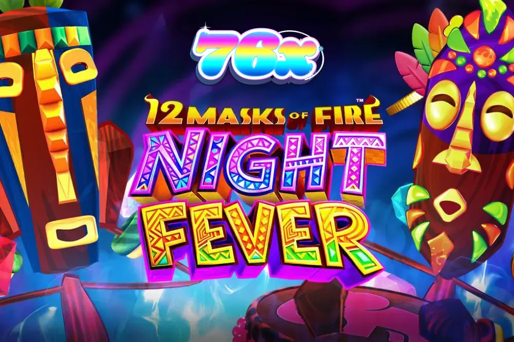 Interface do jogo 12 Masks of Fire: Night Fever com luzes neon e símbolos de máscara